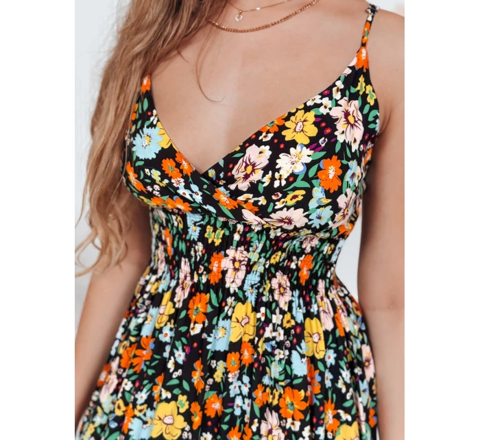 maxi šaty černé s květinami model 21990235 - Dstreet maxi šaty černé s květinami model 21990235 - Dstreet