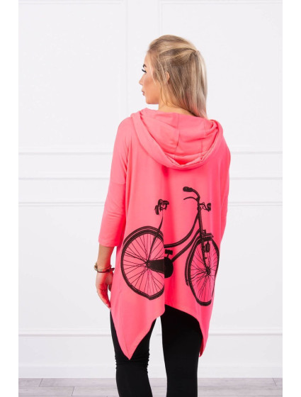 Mikina s potiskem kola růžová neonová
