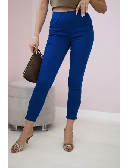 Barevné džínové kalhoty s chrpovou mašlí