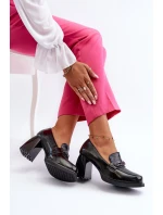 Lakované lodičky na robustním podpatku černé Terimene