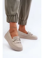 Lehké Dámské Mokasíny Kožené Na Platformě Beige model 21655865 - S.Barski