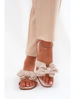 Plné Dámské Pantofle S Mašlí Béžové model 21688585 - Boto