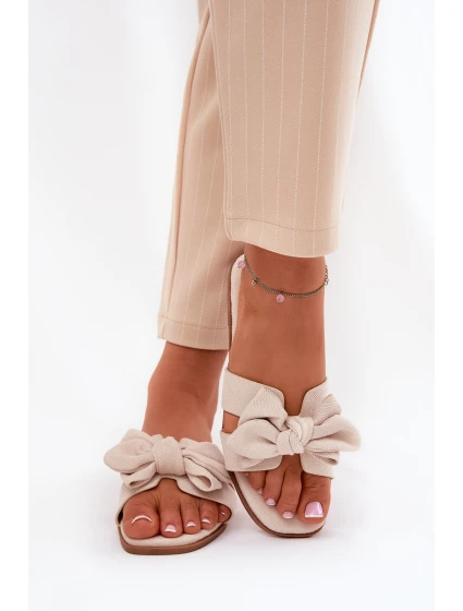 Plné Dámské Pantofle S Mašlí Béžové model 21688585 - Boto