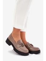 Kožené Dámské Mokasíny S   Béžové model 21690639 - VINCEZA