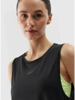 Dámský sportovní top z recyklovaných materiálů 4F - černý Dámský sportovní top z recyklovaných materiálů 4F - černý