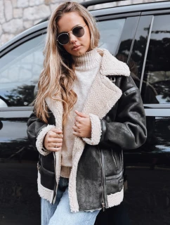 Dámská černá bunda z ovčí kůže ramones FashionStreet TY5247