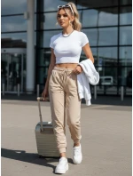 Dámské světle broskvové velurové tepláky FashionStreet UY2840