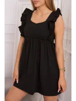 Šaty s volánky na bocích černé Šaty s volánky na bocích černé
