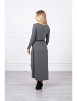 Šaty s ozdobným páskem a nápisem graphite Šaty s ozdobným páskem a nápisem graphite