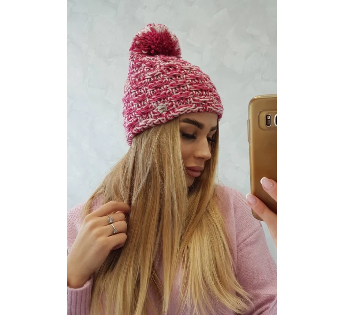 Fleecová čepice Fiona K275 fuchsiová + pudrově růžová