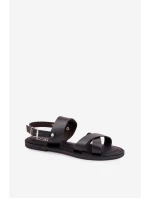 Ploché Dámské Sandály Z Eko Kůže Černé Kalira Ploché Dámské Sandály Z Eko Kůže Černé Kalira