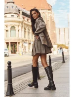 Kožené dámské kozačky na nízkém podpatku vyhřívané model 21710515 černé - VINCEZA