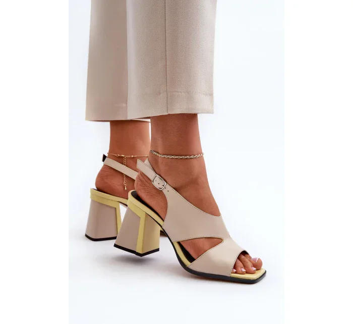 Dámské sandály na vysokém podpatku Béžová D&A Dámské sandály na vysokém podpatku Béžová D&A