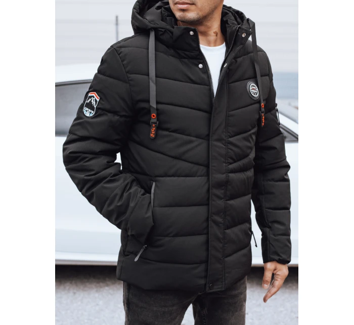 Pánská prošívaná zimní bunda s kapucí černá FashionStreet TX5059 Pánská prošívaná zimní bunda s kapucí černá FashionStreet TX5059