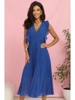 plisované šaty s volánky a výstřihem barva model 21214383 - numoco plisované šaty s volánky a výstřihem barva model 21214383 - numoco