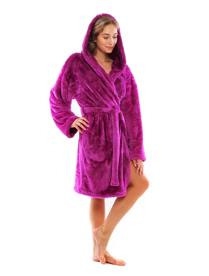 Dámský župan Lilly extra s kapucí 3/4 3320 one size fuchsiová - Vestis