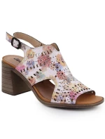 Dámské květinové ažurové sandály na podpatku Jezzi 24125