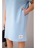 Dámské šaty Plus Size s krátkým rukávem a kapsami modrá