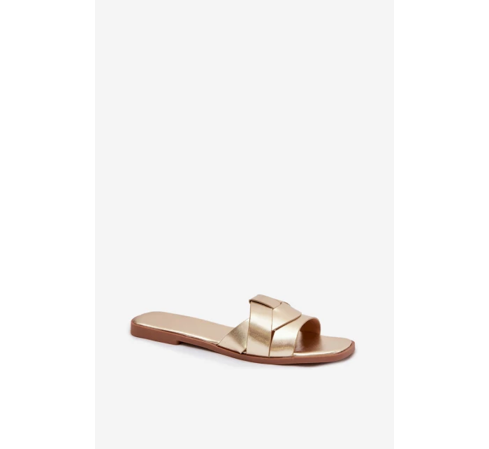 Dámské ploché pantofle s zlatými pásky model 21937376 - Boto