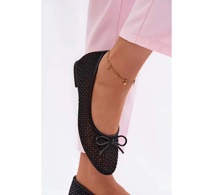 Síťované baleríny s ozdobou Vinceza 62270 Černé