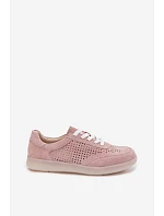 Kožené semišové dámské tenisky s Růžové model 22100237 - Boto Kožené semišové dámské tenisky s Růžové model 22100237 - Boto