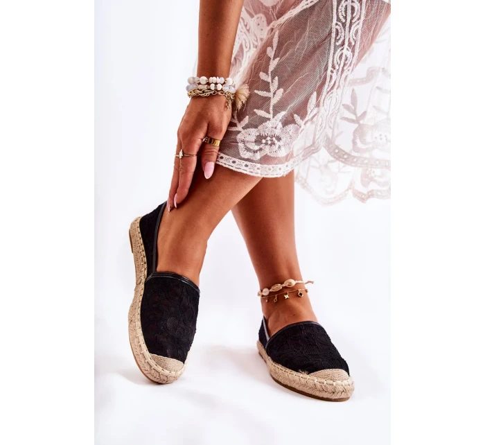 Klasické dámské espadrilky prolamované Černá Catris