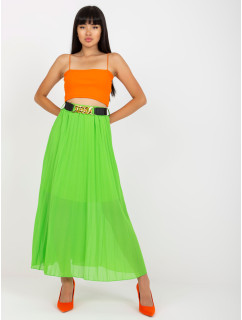 Světle zelená plisovaná sukně s maxi délkou