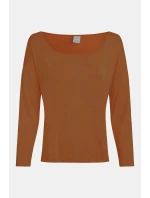 Dámský pyžamový top L/S CURVE NECK 000QS7006E GCU karamelová - Calvin Klein Dámský pyžamový top L/S CURVE NECK 000QS7006E GCU karamelová - Calvin Klein