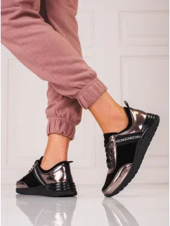 Praktické šedo-stříbrné tenisky dámské bez podpatku