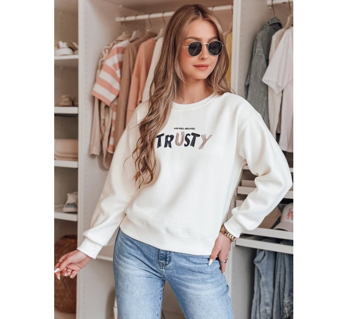 Dámská oversize mikina s výšivkou SOFTRUS ecru FashionStreet BY1411