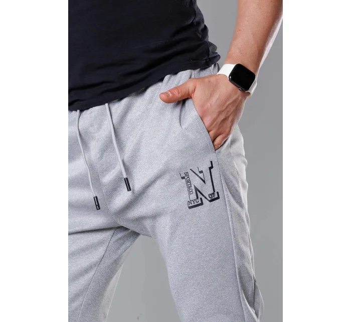 Světle šedé pánské teplákové kalhoty s potiskem model 18347910 - J.STYLE