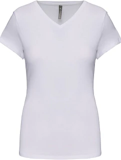 Kariban K 3015 Dámské elastické tričko s výstřihem do V 20.3015 white