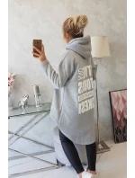 Zateplená mikina s dlouhými zády a kapucí šedá