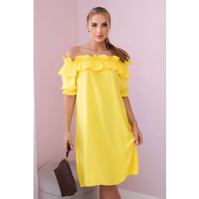 Španělské šaty s ozdobným volánem žlutý