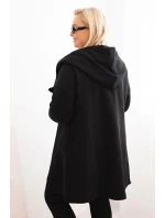 Dámská mikina Plus Size zateplená s kapucí a asymetrickým zipem černá Dámská mikina Plus Size zateplená s kapucí a asymetrickým zipem černá
