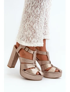 Dámské sandály na vysokém podpatku z kůže Maciejka 06050-25 Zlaté