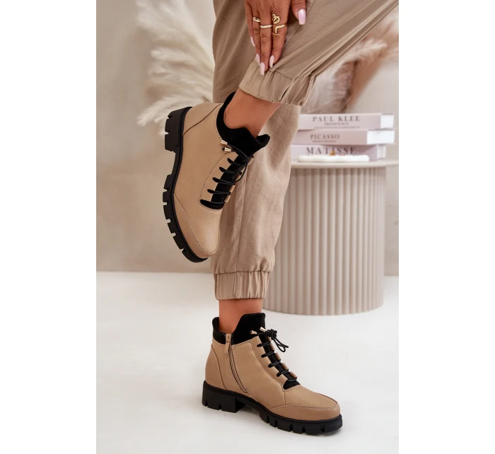 Nízké dámské boty z ekologické kůže béžové model 21668889 - Boto Nízké dámské boty z ekologické kůže béžové model 21668889 - Boto