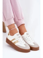 Dámské tenisky na platformě z eko kůže Elaraven – bílo-zlaté Dámské tenisky na platformě z eko kůže Elaraven – bílo-zlaté