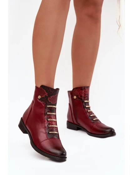 Dámské kotníkové boty ASA62-16 Bordó s černou - Jezzi