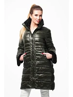 Delší dámská prošívaná zimní bunda khaki (j19-017) Delší dámská prošívaná zimní bunda khaki (j19-017)