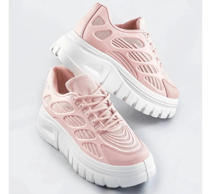 Růžové sportovní dámské boty na platformě (S222) Růžové sportovní dámské boty na platformě (S222)