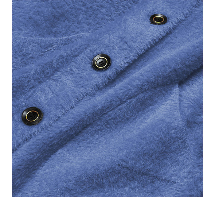 Světle modrý krátký přehoz přes oblečení typu alpaka na knoflíky (537)
