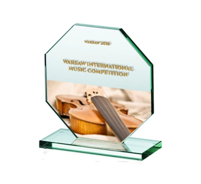 Trofeum szklane z nadrukiem kolorowym LuxorJet grawerowane  farbą model 21829080