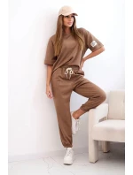 Dámský viskózový komplet s krátkým rukávem a nohavicemi velbloud Dámský viskózový komplet s krátkým rukávem a nohavicemi velbloud