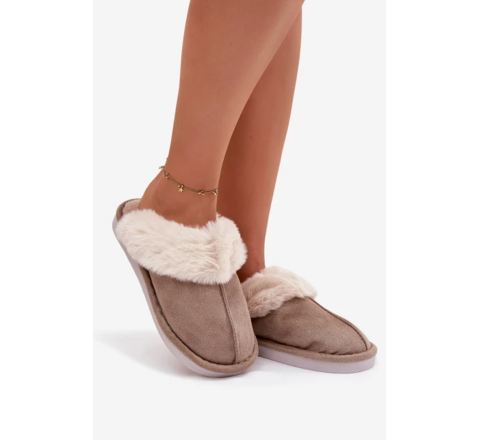 Dámské pantofle s kožíškem Khaki model 21772498 - Boto Dámské pantofle s kožíškem Khaki model 21772498 - Boto