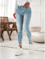 Dámské džínové džíny s knoflíkovými oděrkami