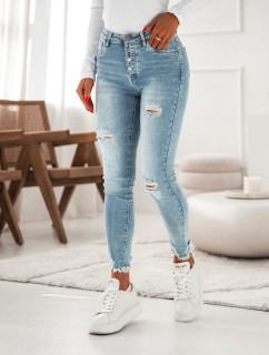 Dámské džínové džíny s knoflíkovými oděrkami