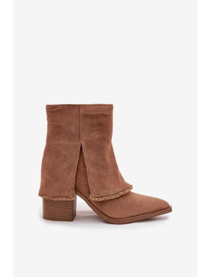 Dámské kotníkové botky na podpatku Idalia – světle hnědé