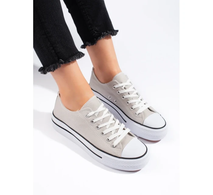 Exkluzívní tenisky šedo-stříbrné dámské bez podpatku Exkluzívní tenisky šedo-stříbrné dámské bez podpatku