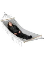 ZAHRADNÍ HOUPACÍ SÍŤ PRO 1 OSOBU 200X100CM S TYČÍ A STŘAPCI MIAMI ŠEDÁ